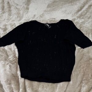 Express Midnight Black Textured Blouse